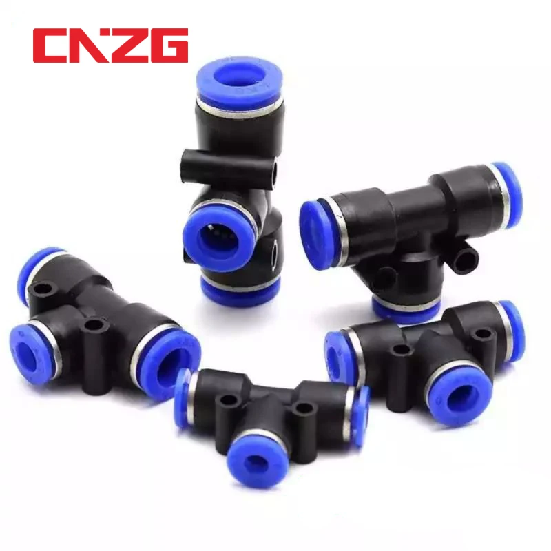 PE Air Connectors 4mm 6mm 8mm 10 12MM Pneumatic Fitting Quick Connect Slip Lock Tee 3Way Plastic Pipe Water Hose Tube Connector - Image 2