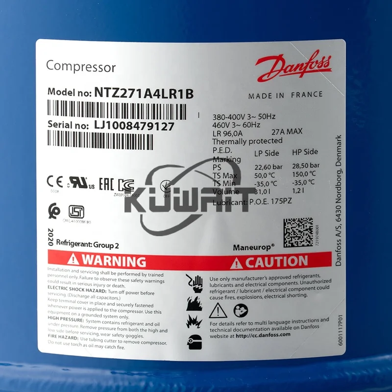 NTZ271-4 120F0242 Danfoss Maneurop Reciprocating freezing compressor NTZ271A4LR1B NTZ271A4LR1A - Image 3